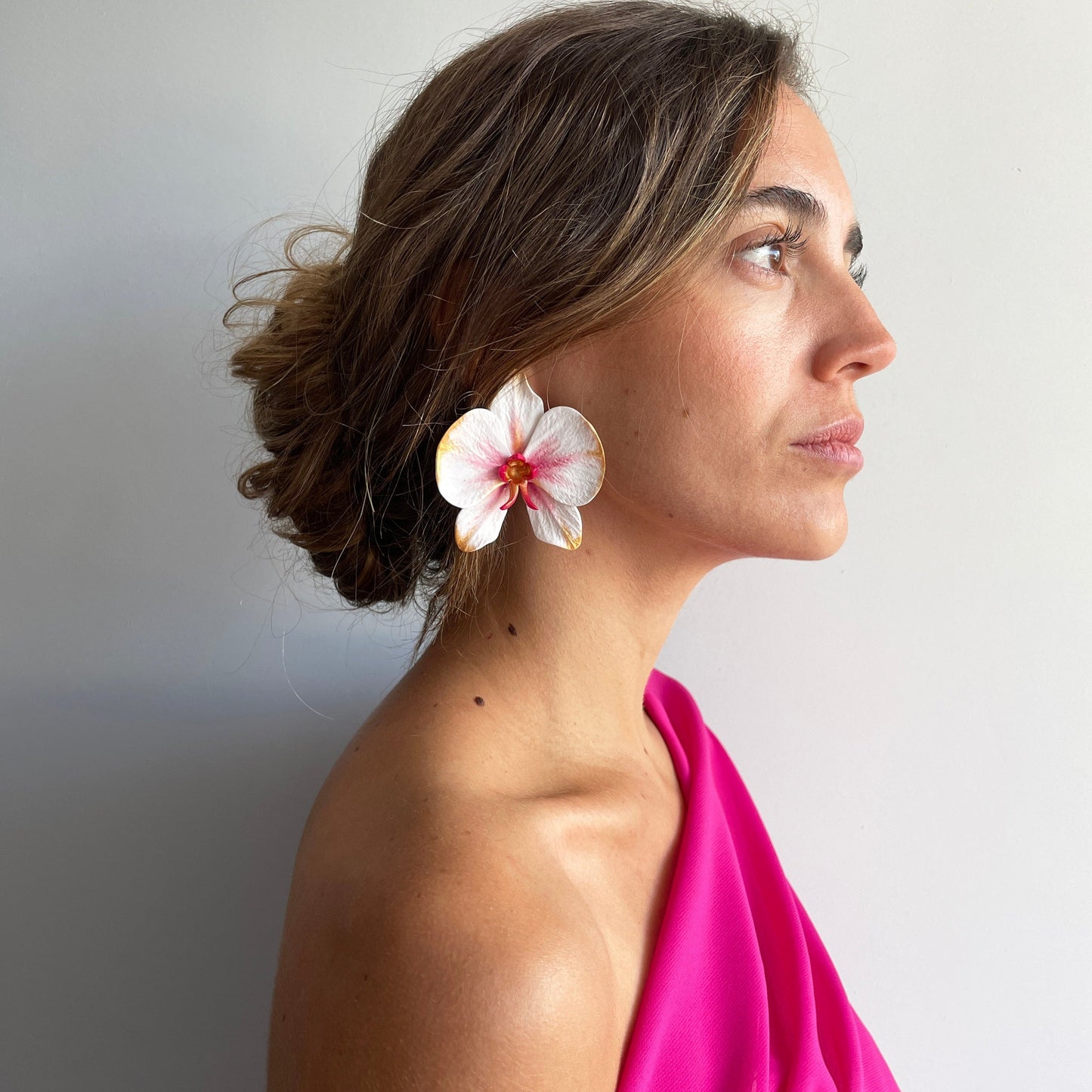 Pendientes Orquídea Fantasía bicolor